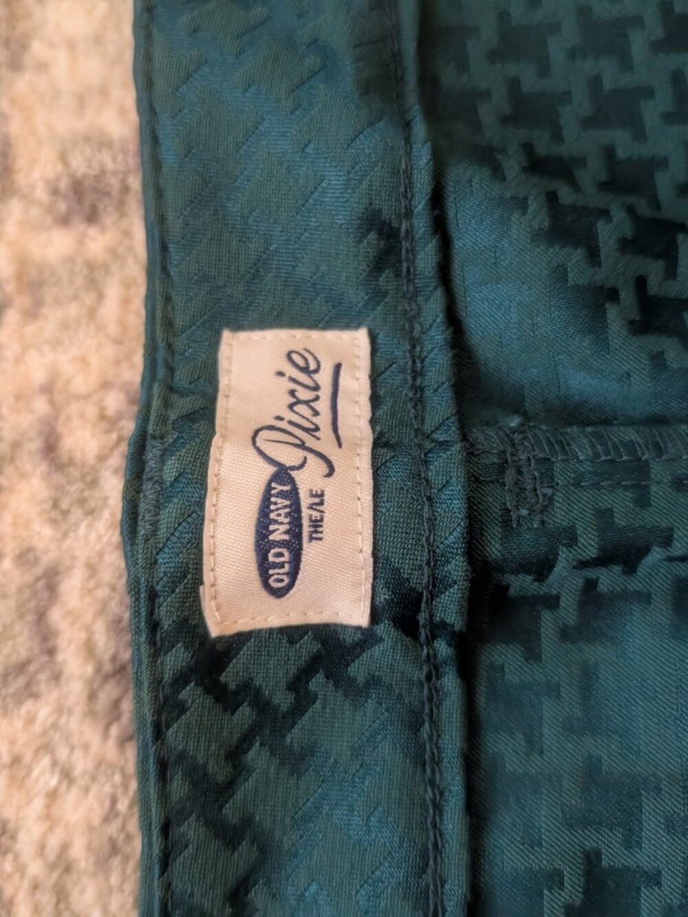 Old Navy Pixie Pants Women's 14 Green Houndstooth Slim Career Ankle Stretch - Picture 6 of 10